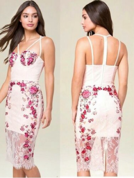 Vintage Bebe Maddie Embroidered Midi Dress